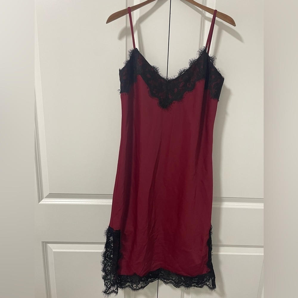 RUDSAK -sexy , red andd black lace slip dress